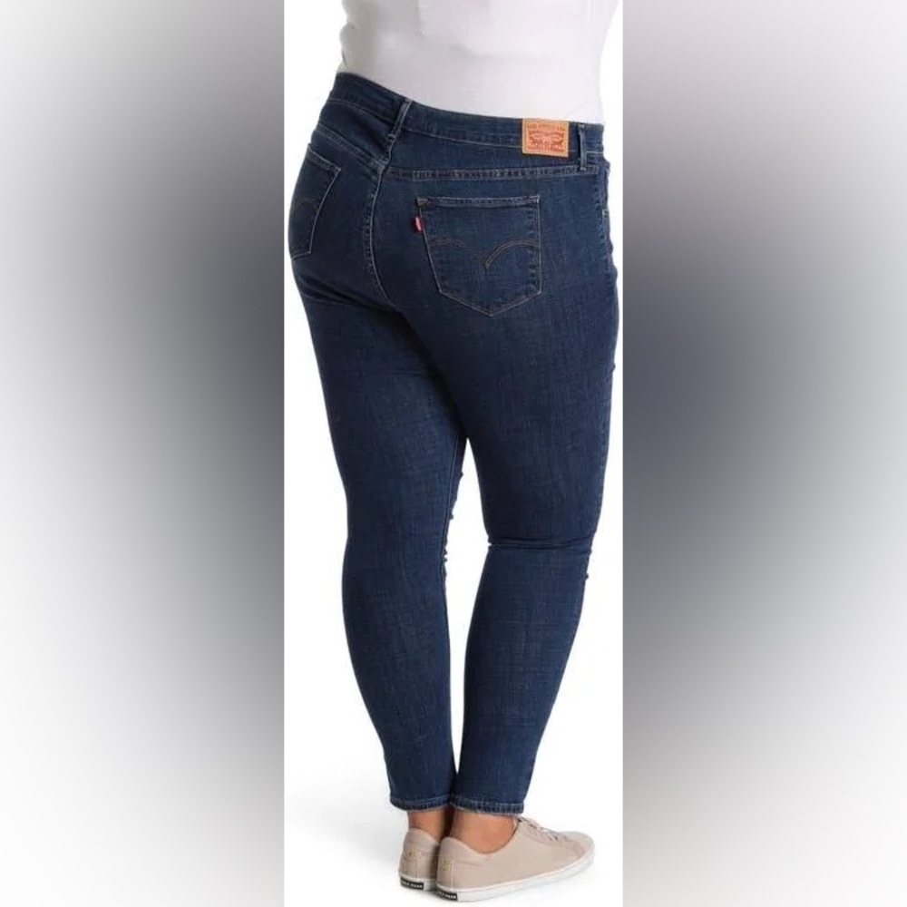 NEW LEVI’S 711 PLUS SIZE SKINNY MID RISE DESTRUCTED ANKLE JEANS - Picture 2 of 14